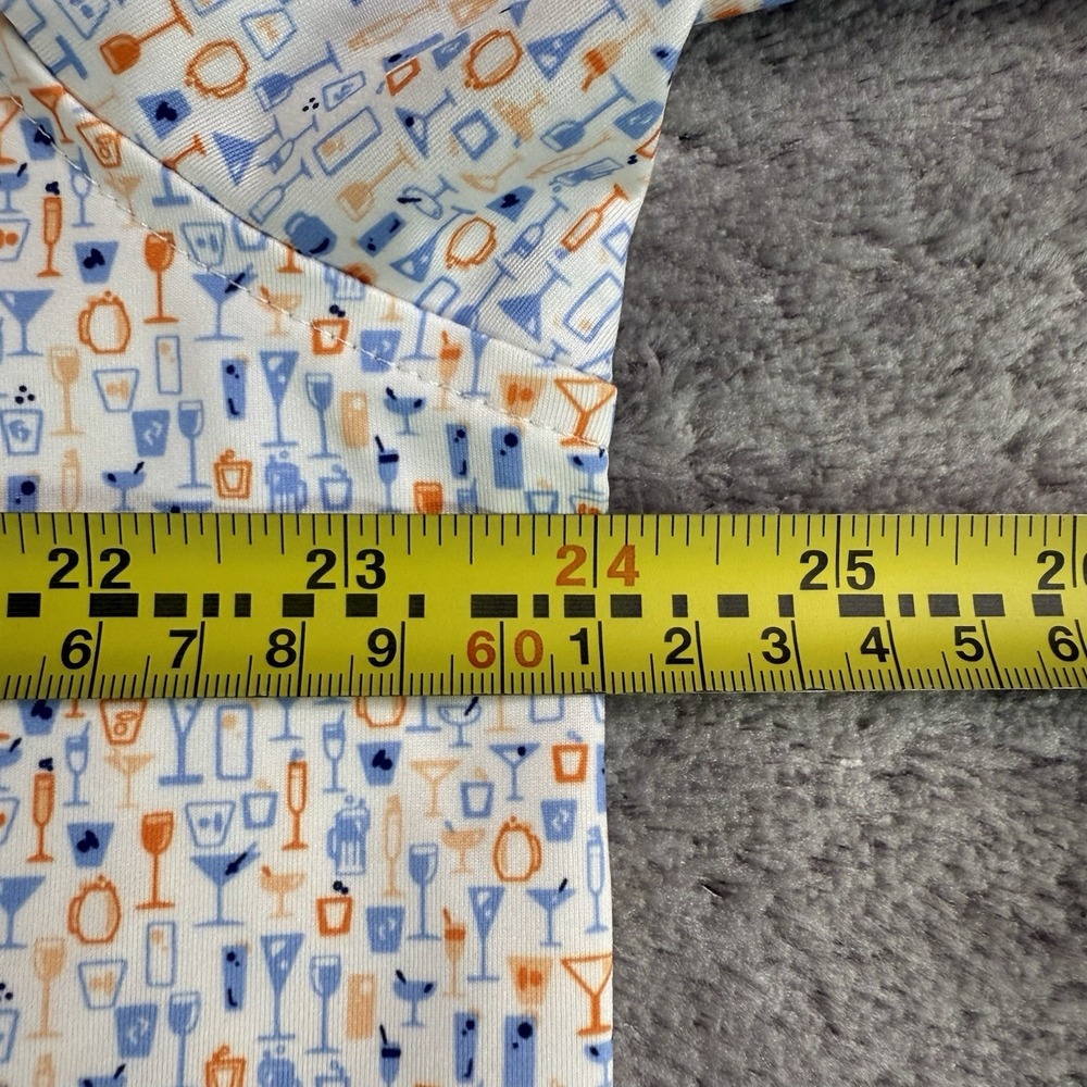 Peter Millar White Polo with Blue and Orange Cocktail Print - Picture 5 of 8